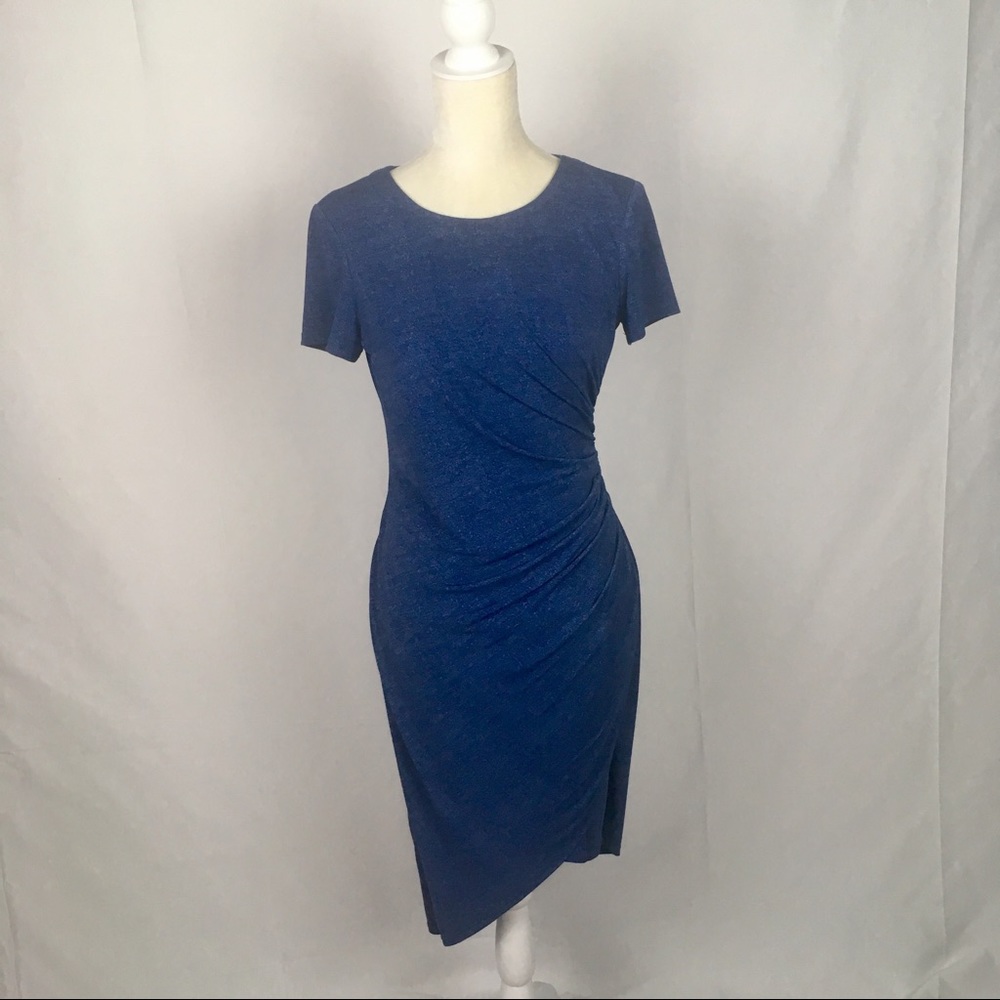 London Times Blue Print Dress Women Size 8 Work Office Casual